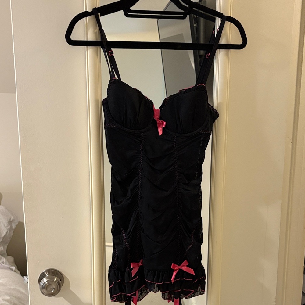 Victoria's Secret Black Chemise with Pink Accents